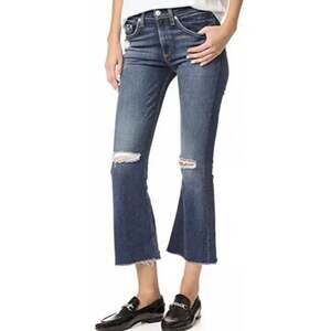 Rag & Bone 10 Inch Crop Flare Jeans Womens 26 Mabel Distressed Raw Hem Blue